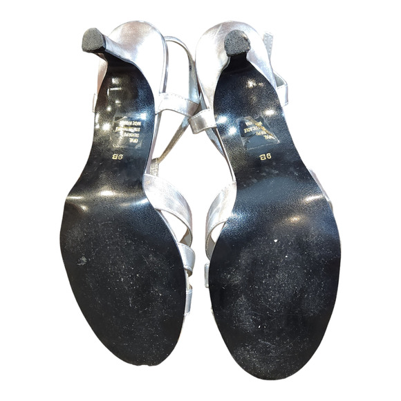 Dyeables Opal T-strap Metallic Heeled Sandals Rhinestones Wedding Women's 9 M - Picture 8 of 10